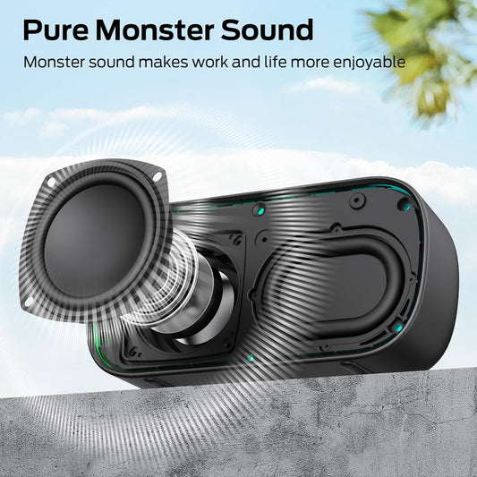 Tragbarer Bluetooth-Lautsprecher Monster S150, 14W, TWS, RGB, wasserdicht, schwarz