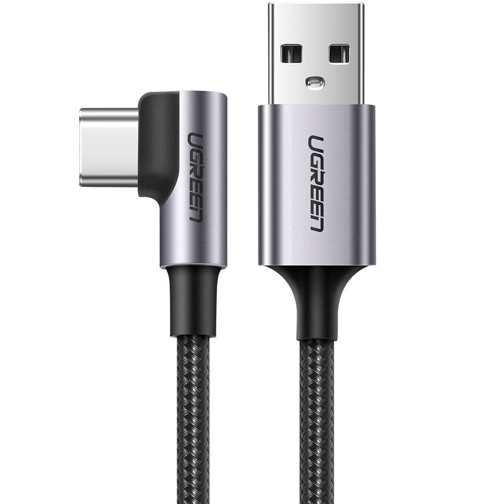 USB-A - USB-C Daten- und Ladekabel UGREEN US284 Angled, 18W, 3m, Grau