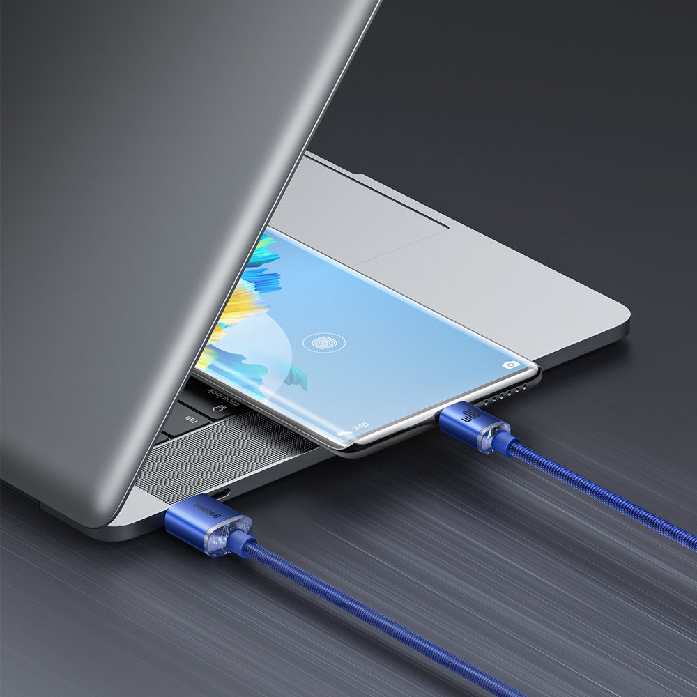USB-A zu USB-C Baseus Crystal Shine Series Daten- und Ladekabel, 100W, 2m, Blau CAJY000503