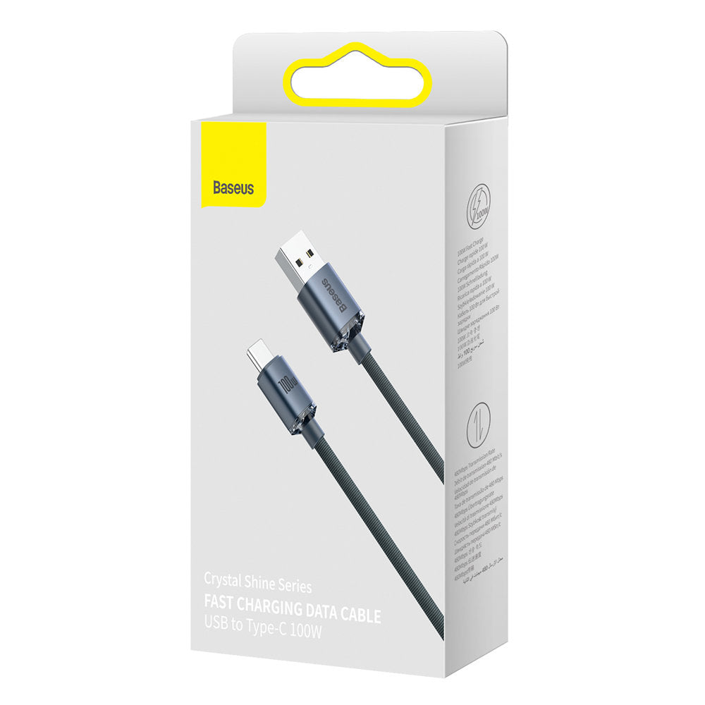 Baseus Crystal Shine USB-A auf USB-C Kabel 100W 1.2m | Schwarz | Textil