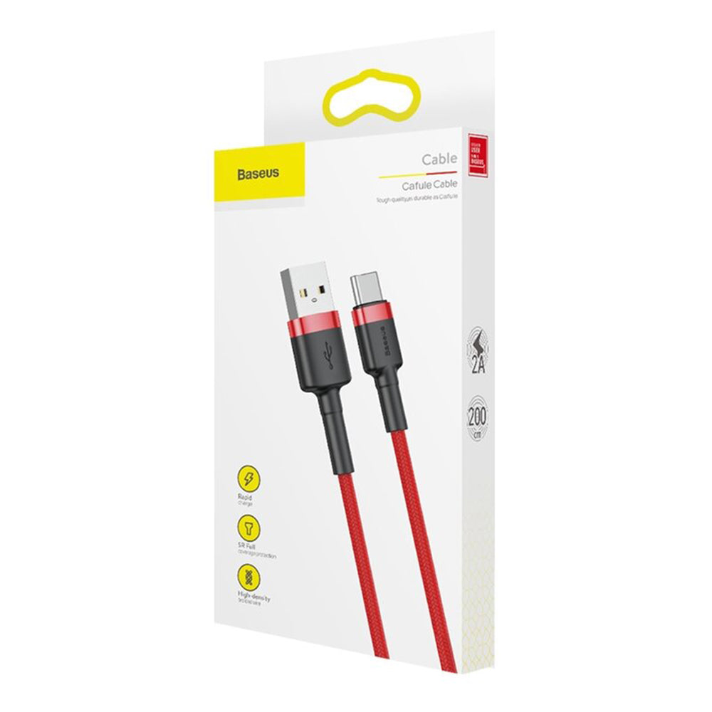 Daten- und Ladekabel USB-A - USB-C Baseus Cafule, 18W, 2m, Rot CATKLF-C09
