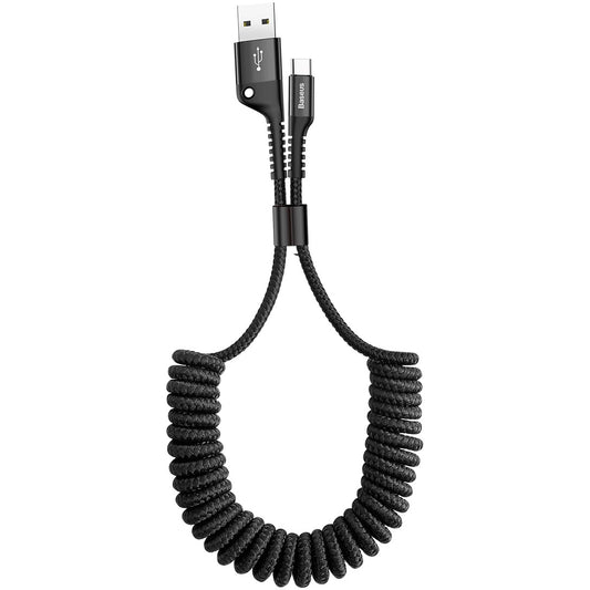 Daten- und Ladekabel USB-A - USB-C Baseus Fish Eye Spring, 18W, 1m, Schwarz CATSR-01 CATSR-01
