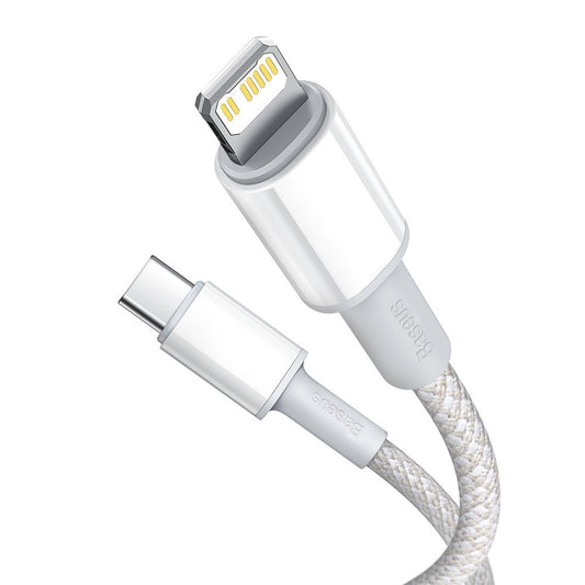 USB-C - Lightning Baseus Hochdichtes geflochtenes Daten- und Ladekabel, 20W, 2m, Weiß CATLGD-A02