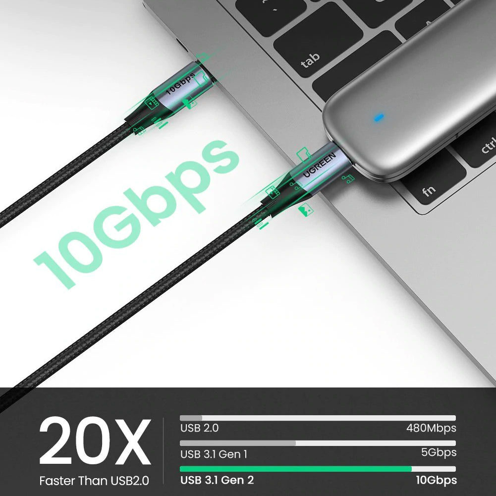 USB-C Daten- und Ladekabel - USB-C UGREEN US355, 100W, 1m, Schwarz