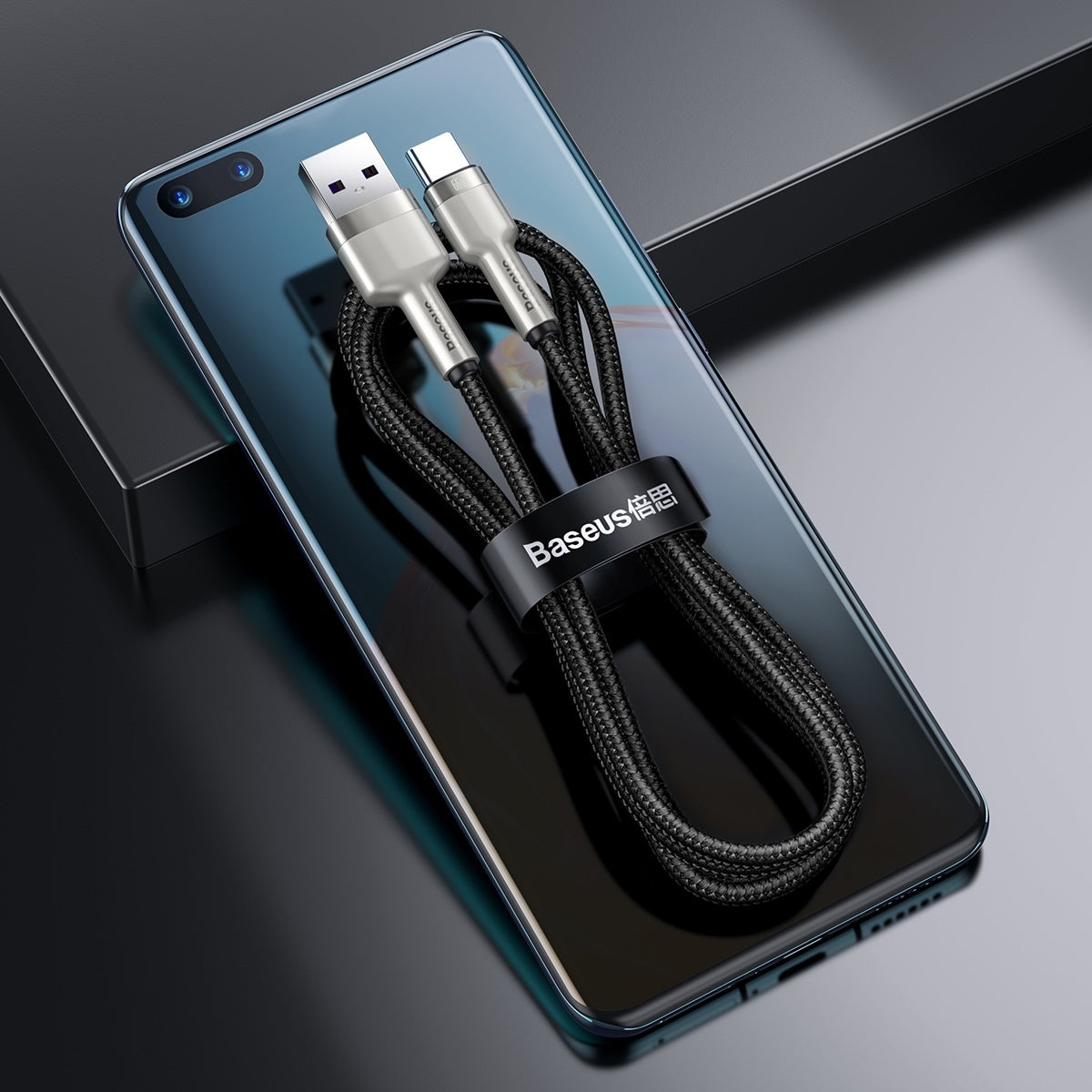 Baseus Cafule Metal USB-A auf USB-C Kabel 66W 1m | Schwarz | Nylon