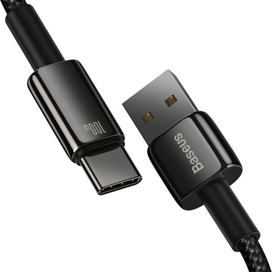 Daten- und Ladekabel USB-A - USB-C Baseus Tungsten Tungsten Gold, 100W, 1m, Schwarz CAWJ000001