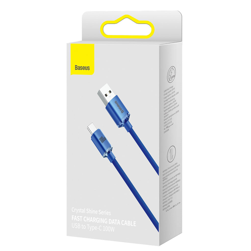 USB-A zu USB-C Baseus Crystal Shine Series Daten- und Ladekabel, 100W, 2m, Blau CAJY000503