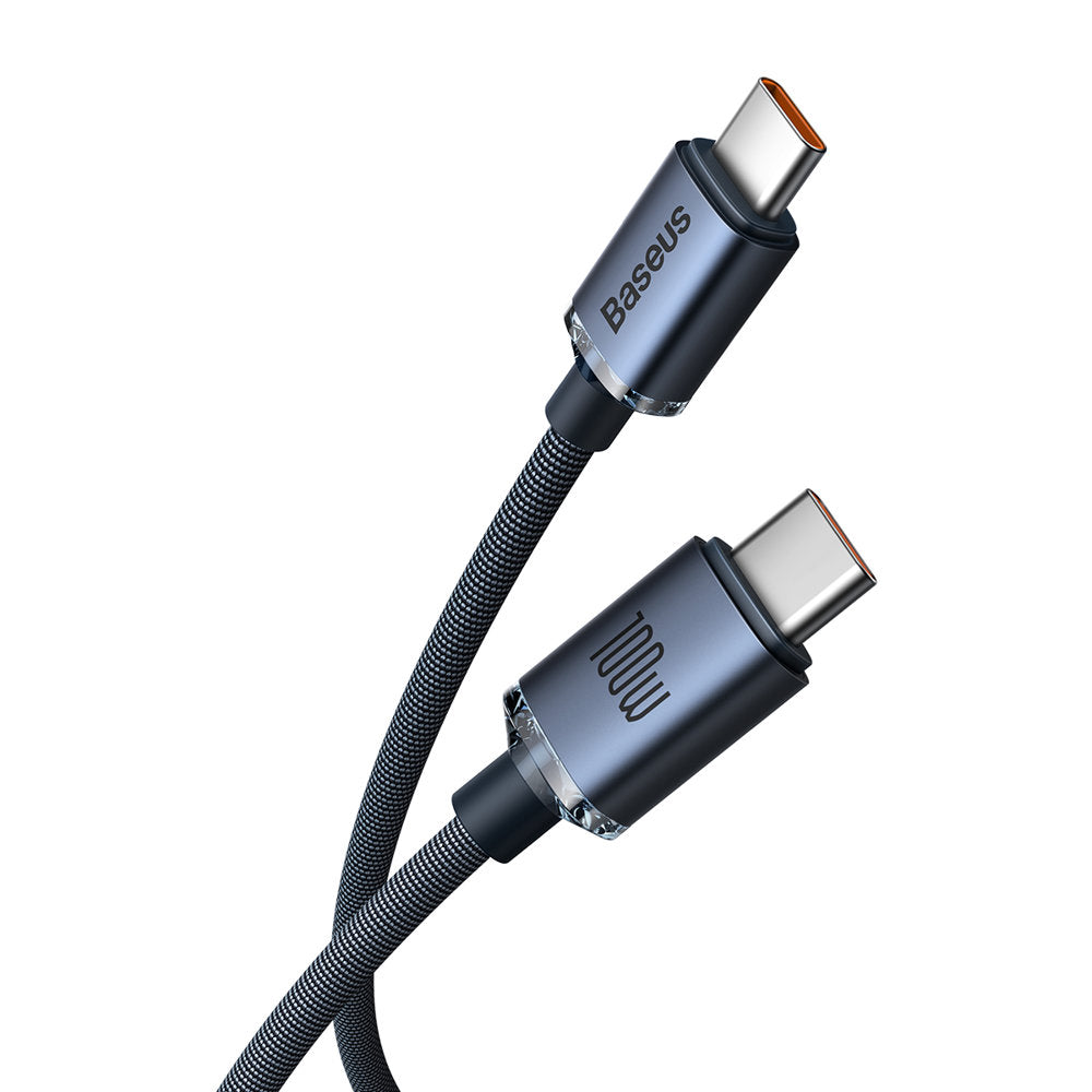 Baseus Crystal Shine USB-C auf USB-C Kabel 100W 2m | Schwarz | Nylon
