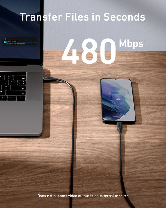 USB-C Daten- und Ladekabel - USB-C Anker 543, 100W, 1,8m, Schwarz A80E2G11