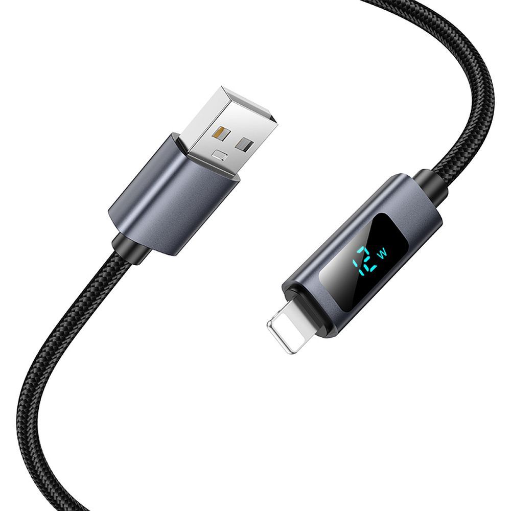 Daten- und Ladekabel USB-A - Lightning HOCO Display X112, 18W, 1m, Schwarz