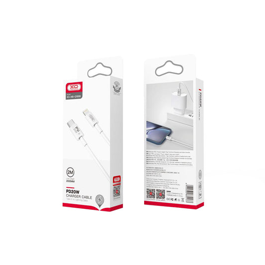 USB-C - Lightning Daten- und Ladekabel XO Design NB-Q189B, 20W, 2m, Weiß