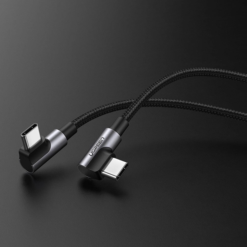 Daten- und Ladekabel USB-C - USB-C UGREEN US323 Angled, 60W, 2m, Schwarz