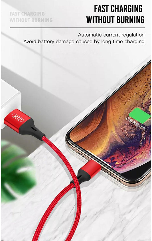 Daten- und Ladekabel USB-A - microUSB XO Design NB143, 18W, 1m, Rot