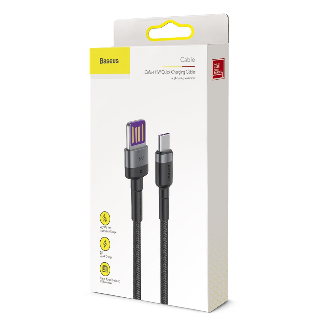 USB-A - USB-C Daten- und Ladekabel Baseus Cafule Special Edition, 40W, 1m, Grau CATKLF-PG1