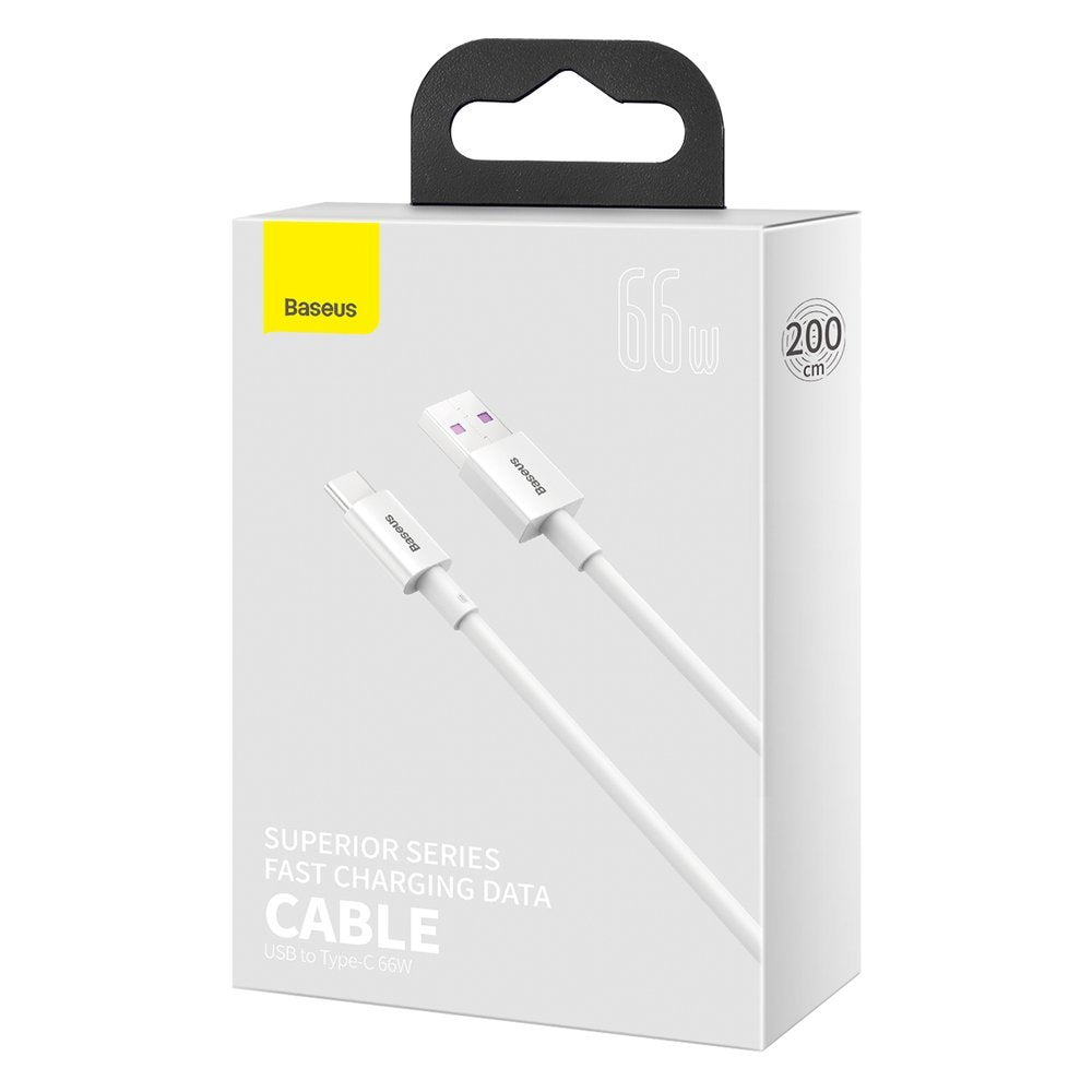 Daten- und Ladekabel USB-A - USB-C Baseus Superior Series, 66W, 2m, Weiß CATYS-A02