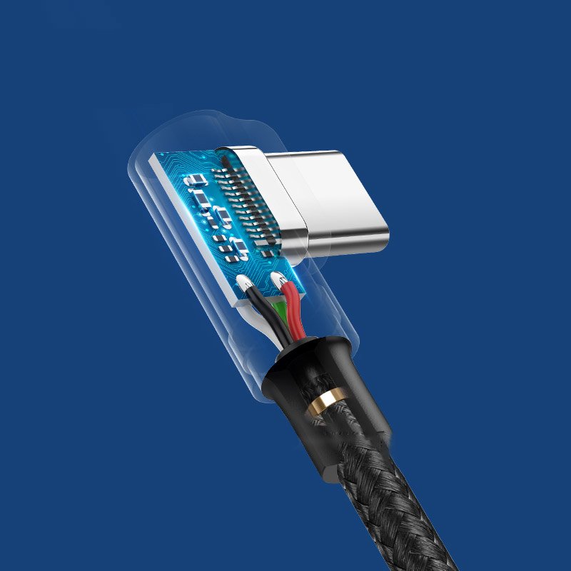 Daten- und Ladekabel USB-A - USB-C UGREEN US176 Angled, 18W, 2m, Schwarz