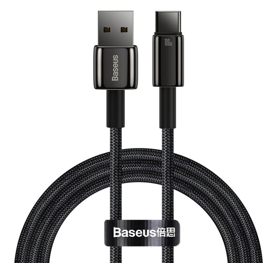 Daten- und Ladekabel USB-A - USB-C Baseus Tungsten Tungsten Gold, 100W, 1m, Schwarz CAWJ000001