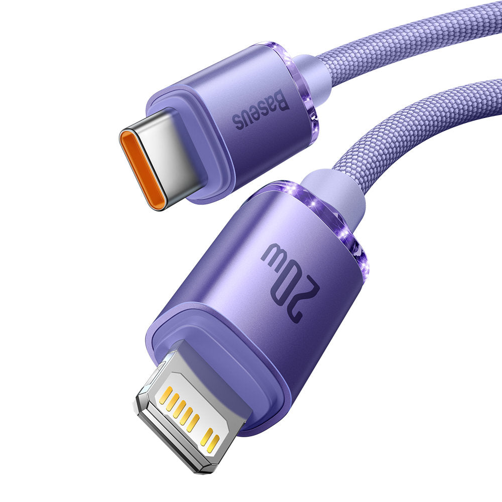 USB-C - Lightning Lade- und Datenkabel Baseus Crystal Shine Series, 20W, 1.2m, Lila CAJY000205