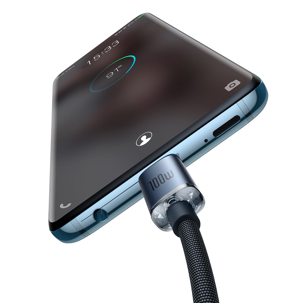 Baseus Crystal Shine USB-C auf USB-C Kabel 100W 2m | Schwarz | Nylon