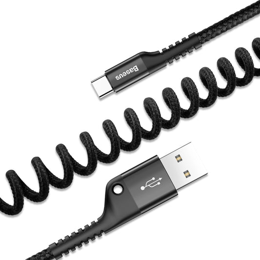 Daten- und Ladekabel USB-A - USB-C Baseus Fish Eye Spring, 18W, 1m, Schwarz CATSR-01 CATSR-01