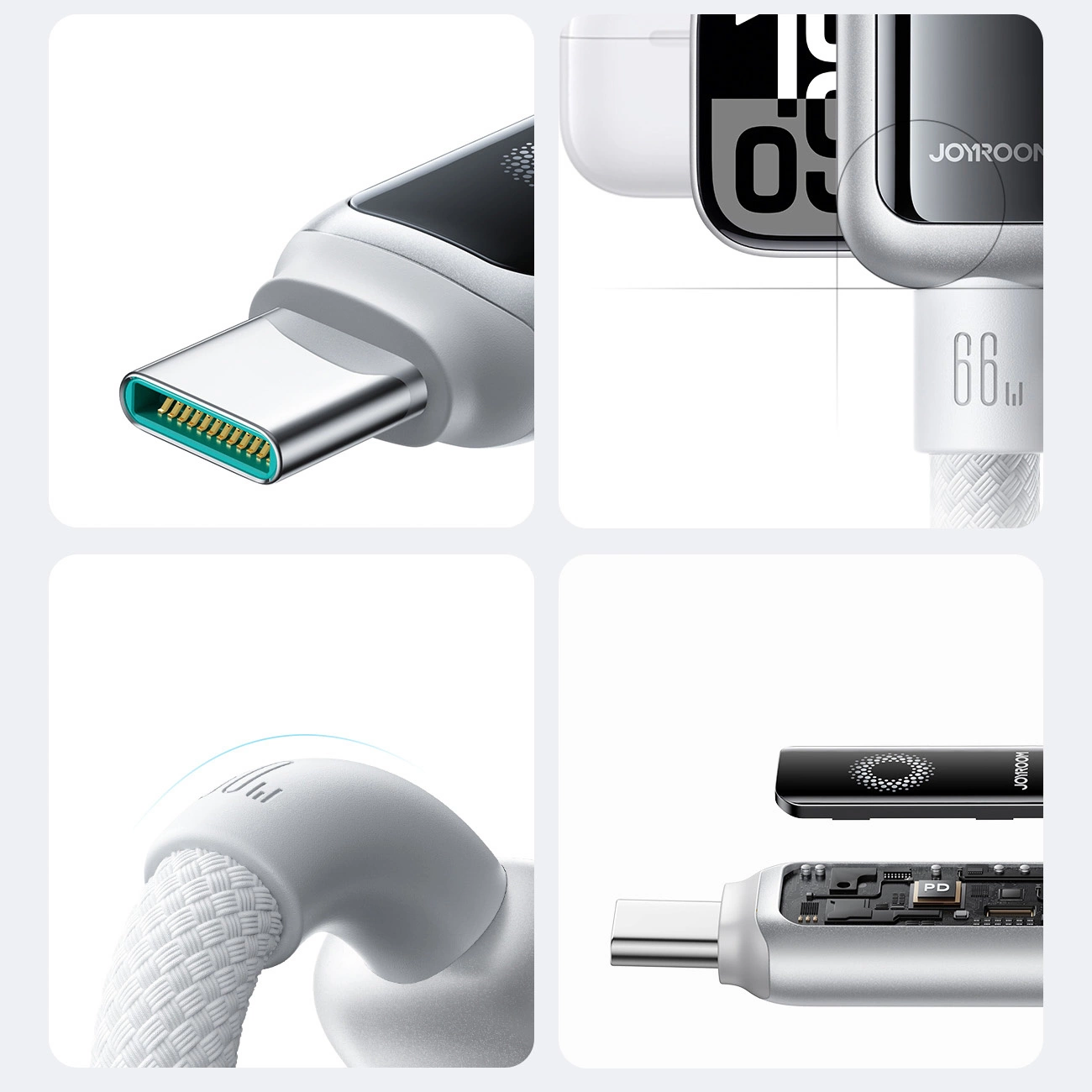 Daten- und Ladekabel USB-A - USB-C Joyroom S-A55 StarFlight Display, 66W, 1.2m, Weiß
