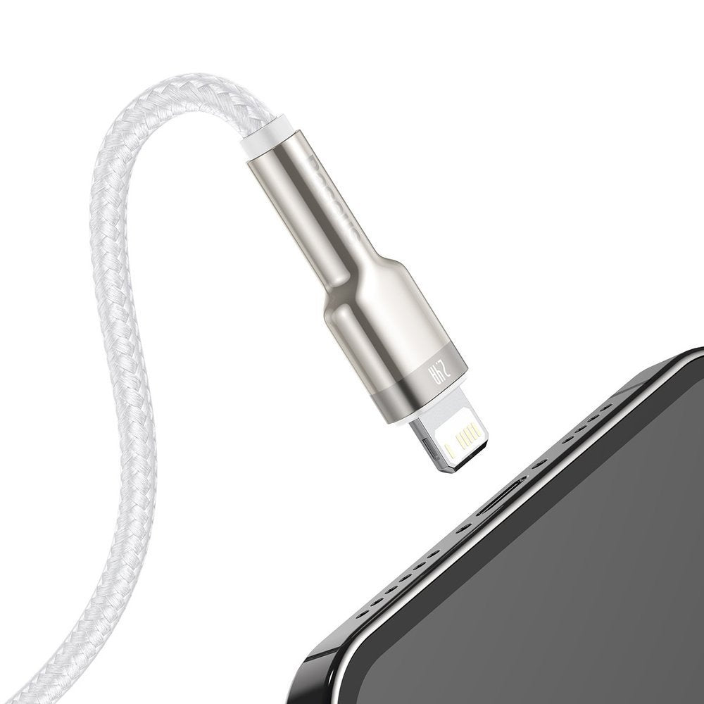USB-A to Lightning Data and Charging Cable Baseus Cafule Metal Series, 18W, 1m, White CALJK-A02
