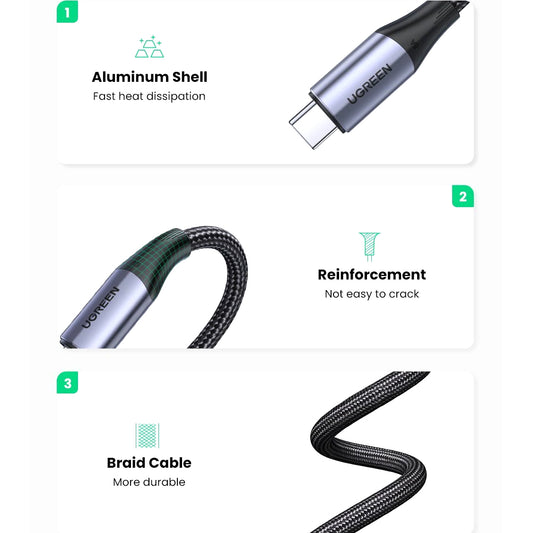 USB-C Daten- und Ladekabel - USB-C UGREEN US355, 100W, 1m, Schwarz