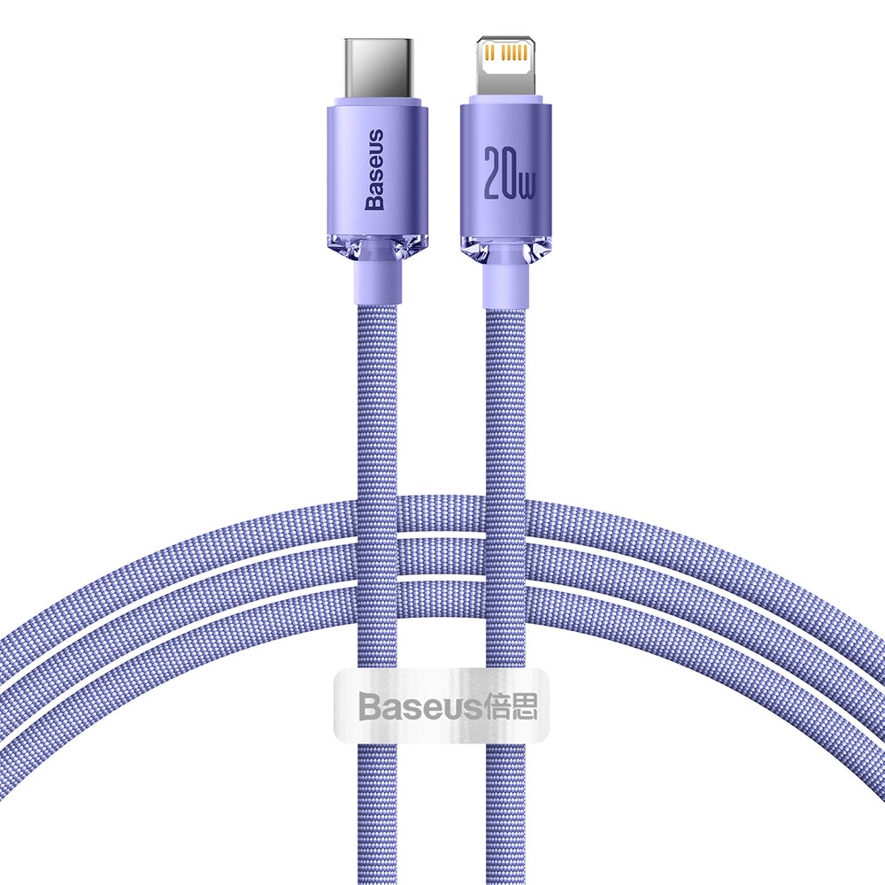 USB-C - Lightning Lade- und Datenkabel Baseus Crystal Shine Series, 20W, 1.2m, Lila CAJY000205