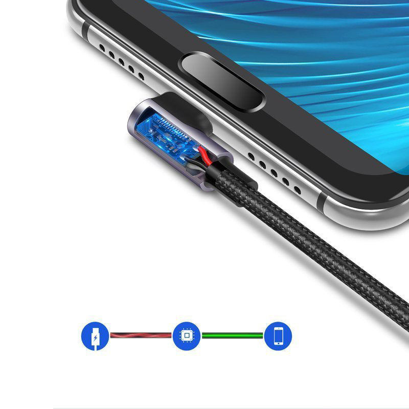USB-A - USB-C Daten- und Ladekabel UGREEN US284 Angled, 18W, 3m, Grau