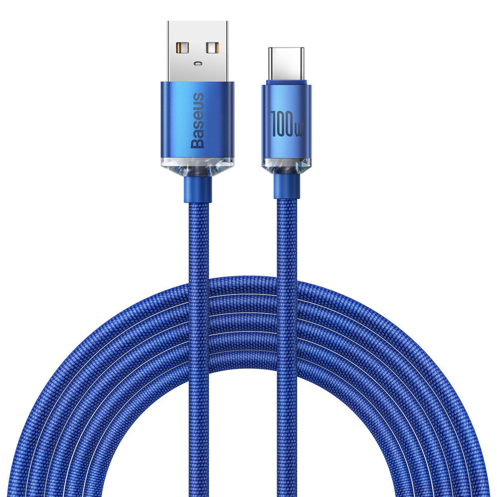 USB-A zu USB-C Baseus Crystal Shine Series Daten- und Ladekabel, 100W, 2m, Blau CAJY000503