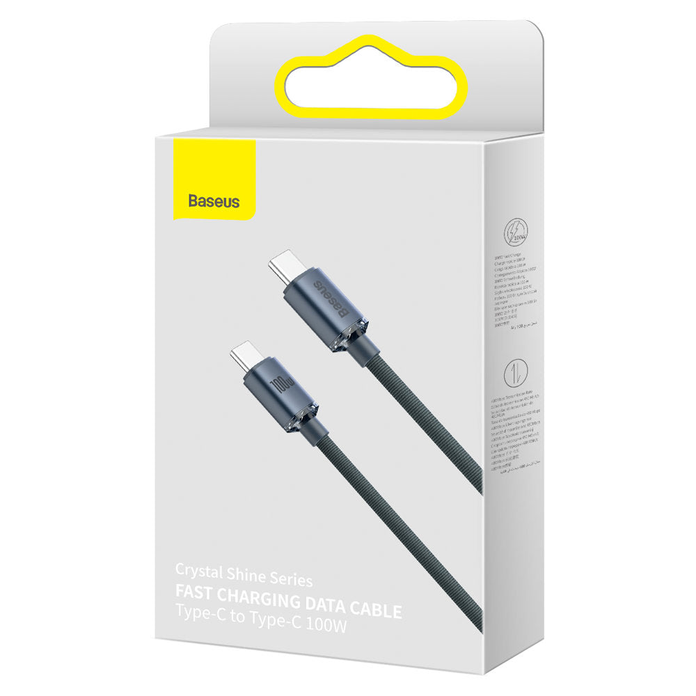 Baseus Crystal Shine USB-C auf USB-C Kabel 100W 2m | Schwarz | Nylon