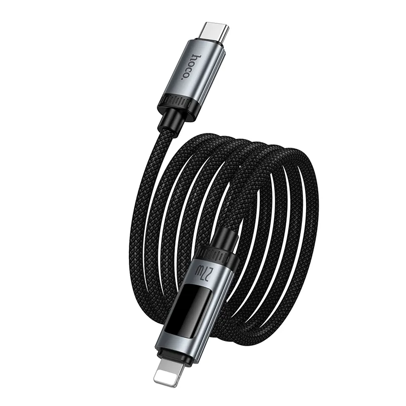 Daten- und Ladekabel USB-C - Lightning HOCO Display U148, 27W, 1.2m, Schwarz