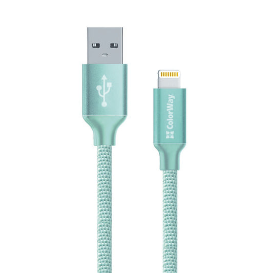 Daten- und Ladekabel USB-A - Lightning ColorWay CW-CBUL004, 18W, 1m, Grün