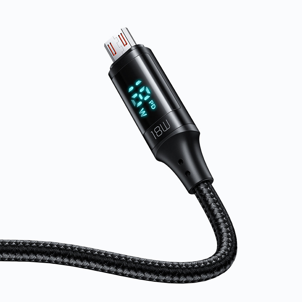 USB-A - microUSB Daten- und Ladekabel McDodo CA-1070 Display, 18W, 1.2m, Schwarz