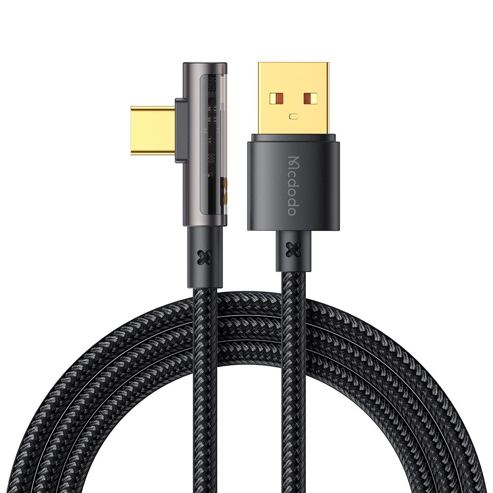 Daten- und Ladekabel USB-A - USB-C McDodo CA-3380 Angled, 100W, 1.2m, Schwarz