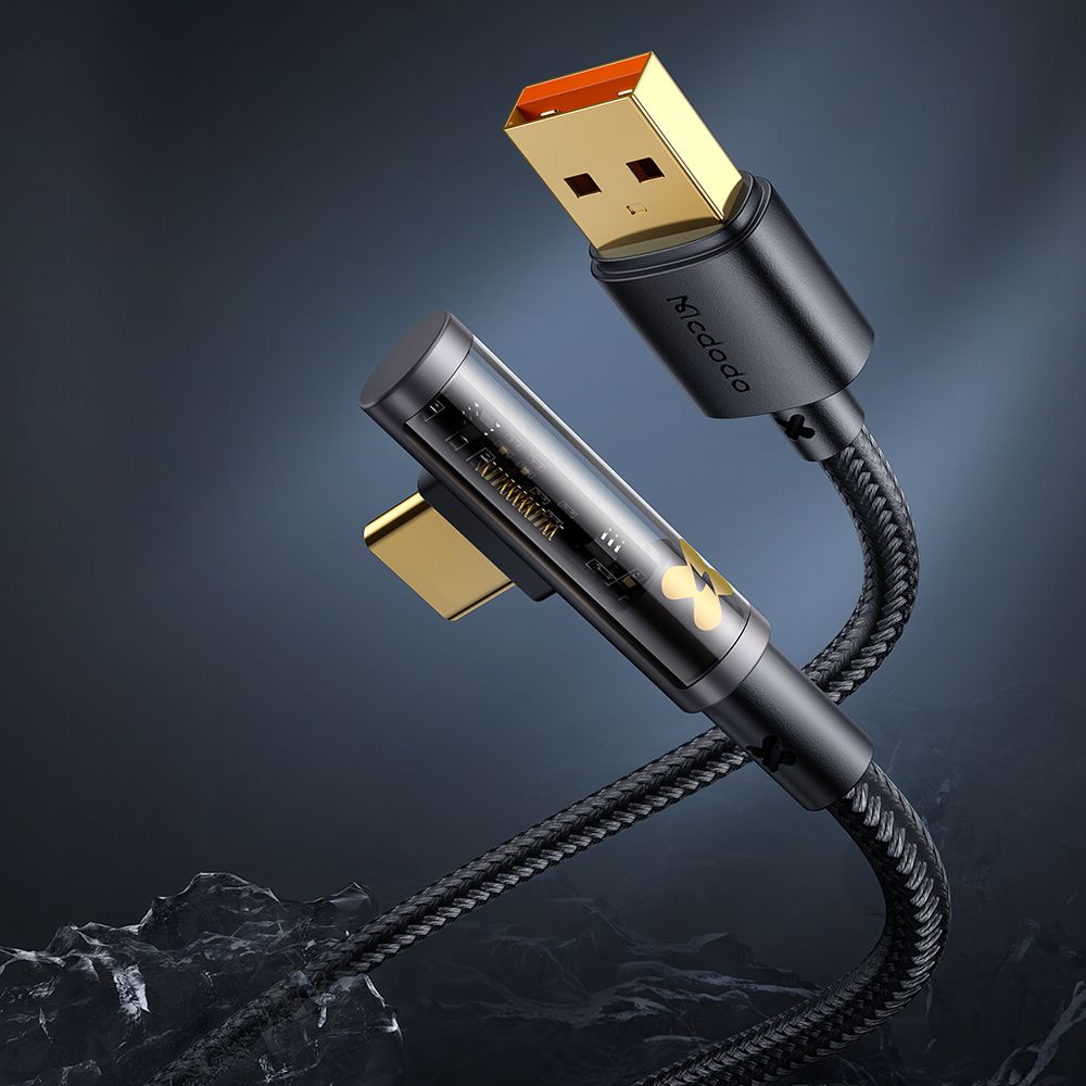 Daten- und Ladekabel USB-A - USB-C McDodo CA-3380 Angled, 100W, 1.2m, Schwarz