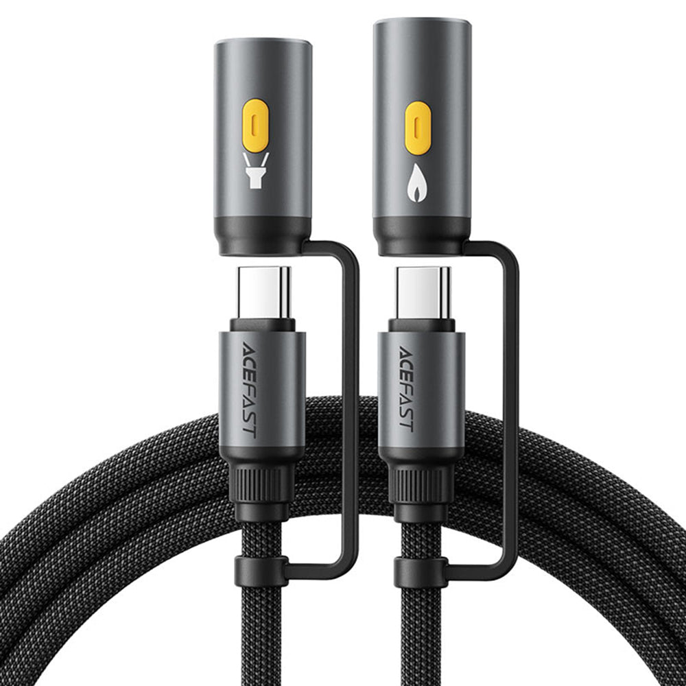 USB-C Daten- und Ladekabel / Taschenlampe - USB-C / Elektrisches Feuerzeug Acefast J4, 60W, 1.2m, Schwarz