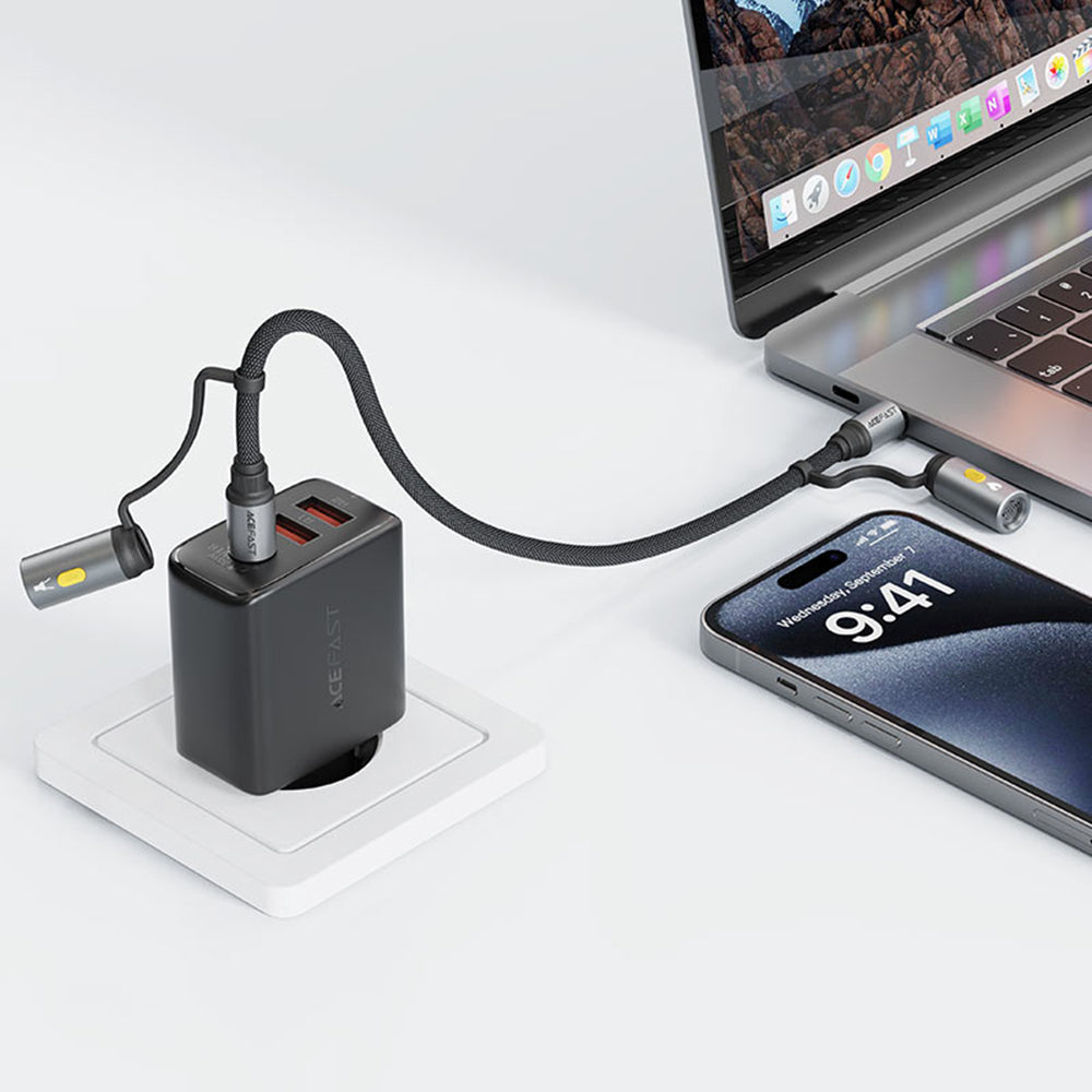 USB-C Daten- und Ladekabel / Taschenlampe - USB-C / Elektrisches Feuerzeug Acefast J4, 60W, 1.2m, Schwarz