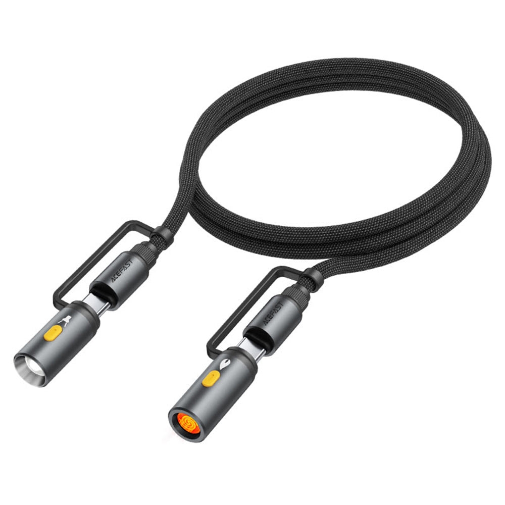 USB-C Daten- und Ladekabel / Taschenlampe - USB-C / Elektrisches Feuerzeug Acefast J4, 60W, 1.2m, Schwarz