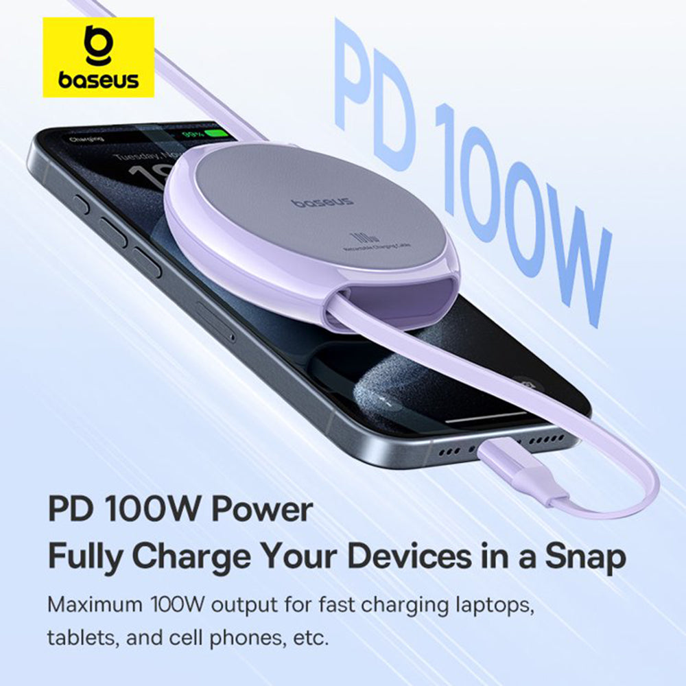 USB-C Daten- und Ladekabel - USB-C Baseus Pathfinder Retractable, 100W, 1m, Lila P10368400511-00
