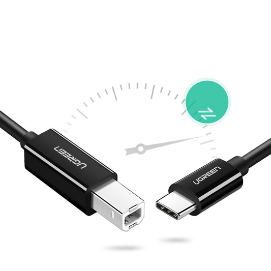 Druckerkabel UGREEN US241, USB-C - USB-B, 2m, Schwarz