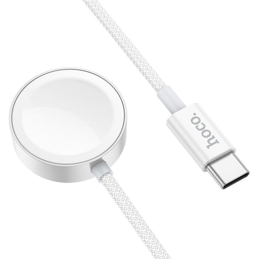 Wireless-Ladegerät HOCO CW59 für Apple Watch / Samsung Galaxy Watch Series, USB-C, Weiß