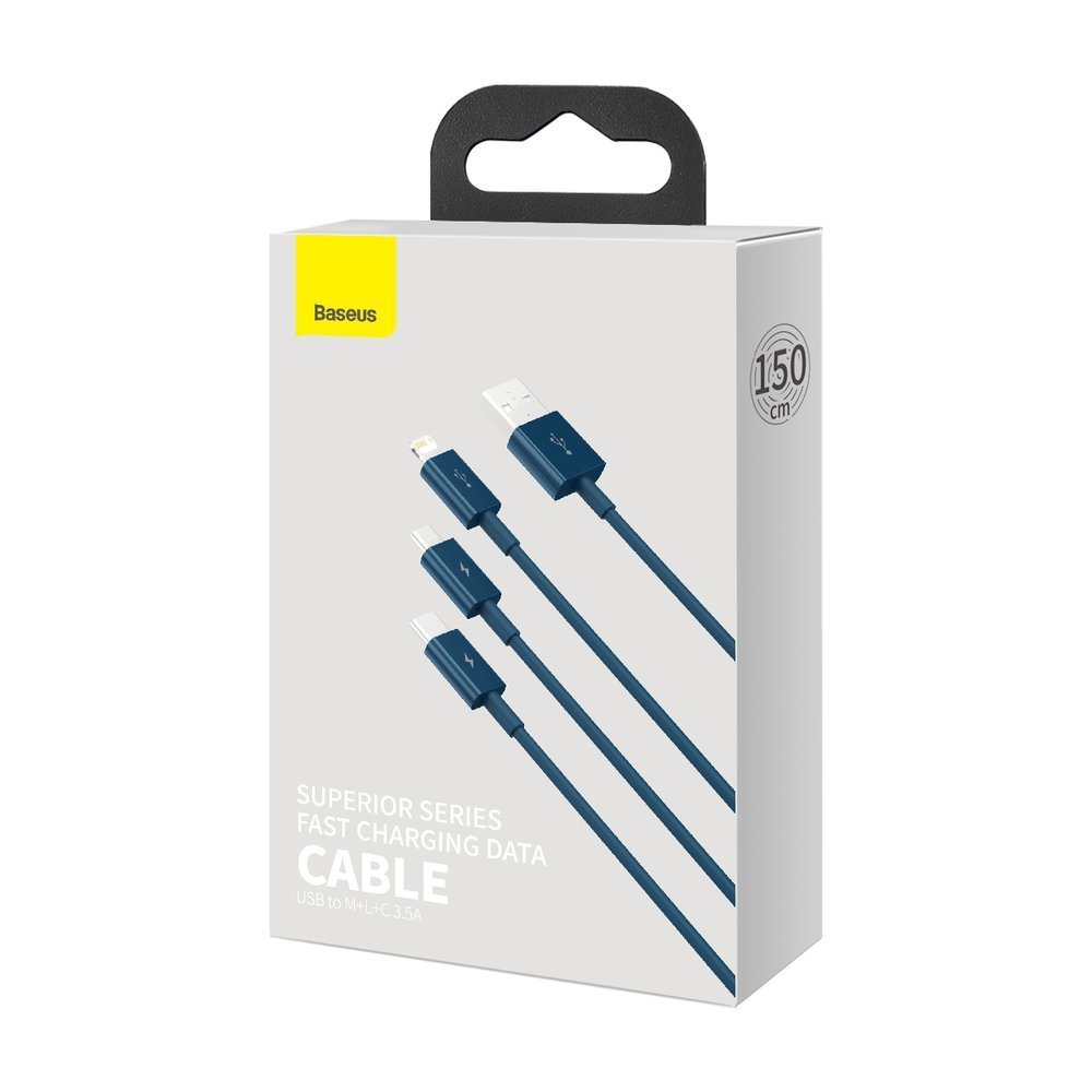 Baseus Superior 3in1 Ladekabel USB-A | 20W 1.5m | Blau