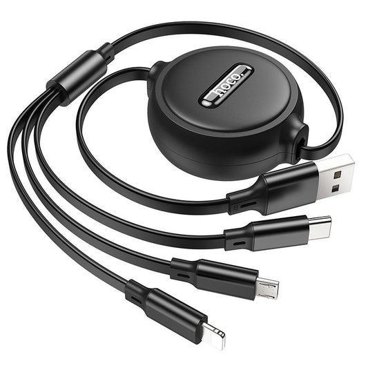 Ladekabel USB-A - Lightning / microUSB / USB-C HOCO X75 3in1, 18W, 1m, Schwarz