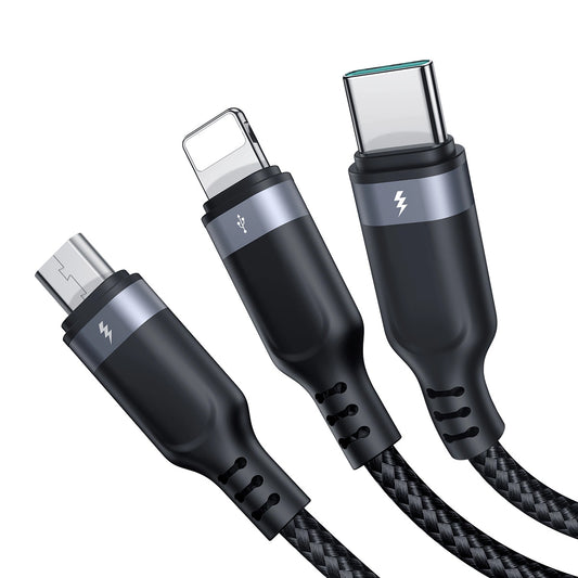 USB-A - Lightning / microUSB / USB-C Ladekabel Joyroom S-A18 3in1, 18W, 0.3m, Schwarz