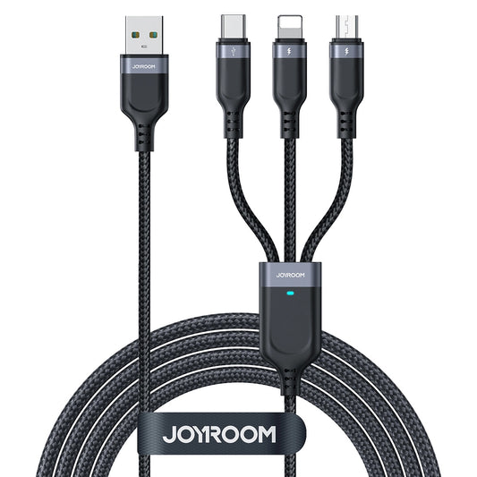 USB-A - Lightning / microUSB / USB-C Ladekabel Joyroom S-A18 3in1, 18W, 0.3m, Schwarz