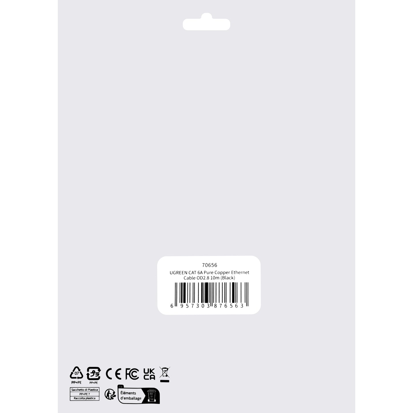 Netzwerkkabel UGREEN NW122, UTP, Kat6A, 10m, Schwarz