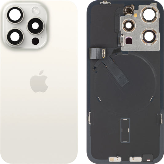 Apple iPhone 15 Pro Batteriefachabdeckung, Weiß (Weißes Titan), Swap