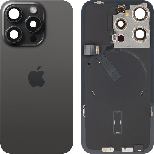 Apple iPhone 15 Pro Batteriefachabdeckung, Schwarz (Schwarzes Titan), Swap