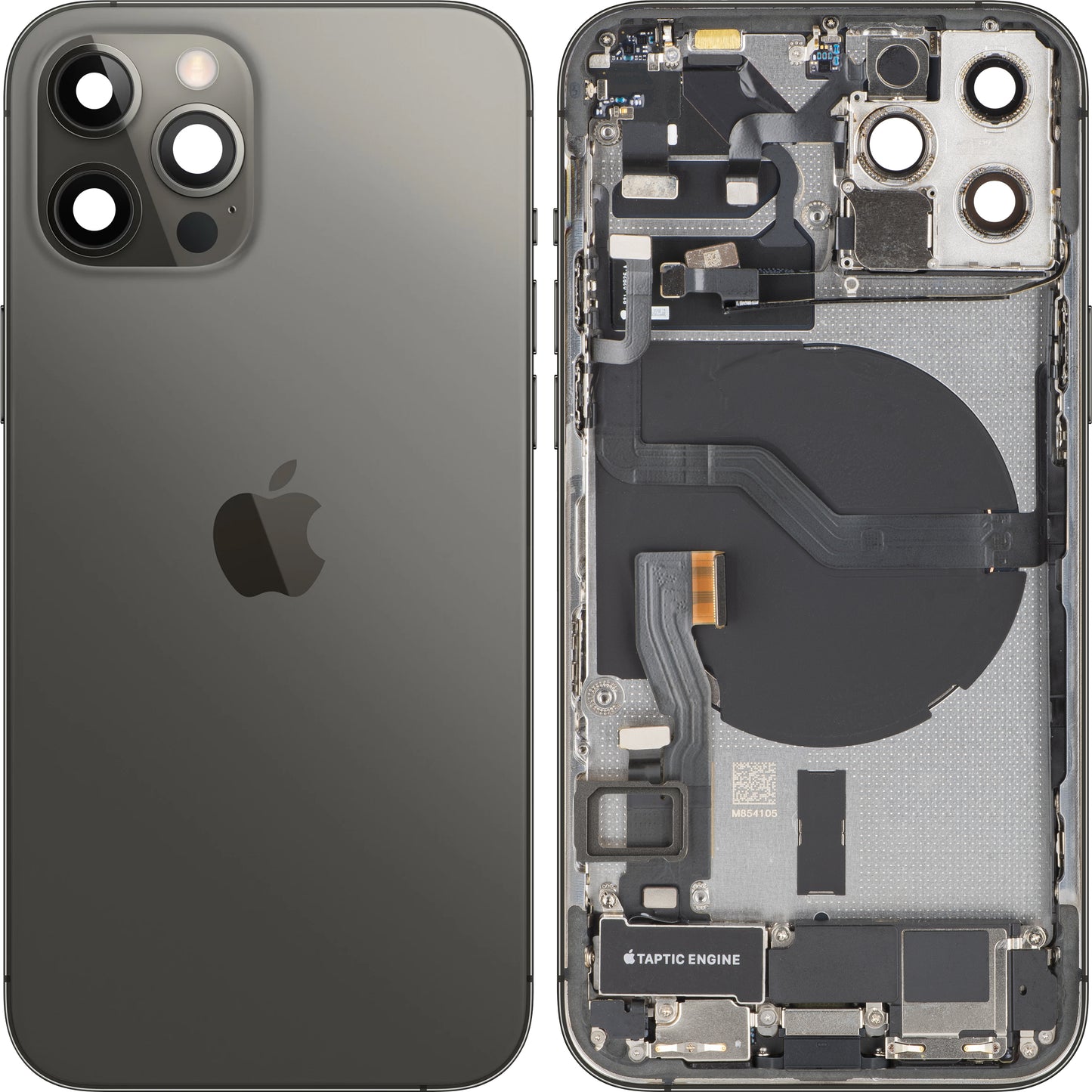 Akkuabdeckung Apple iPhone 12 Pro, mit Mittelgehäuse, Vollständige Teile, Grau (Graphite), Swap